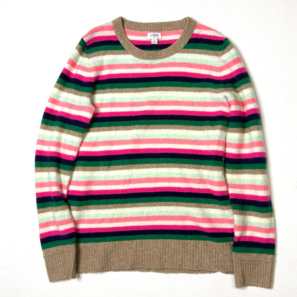 J. Crew Multicolored Striped Crewneck Sweater Wool Blend Size Small